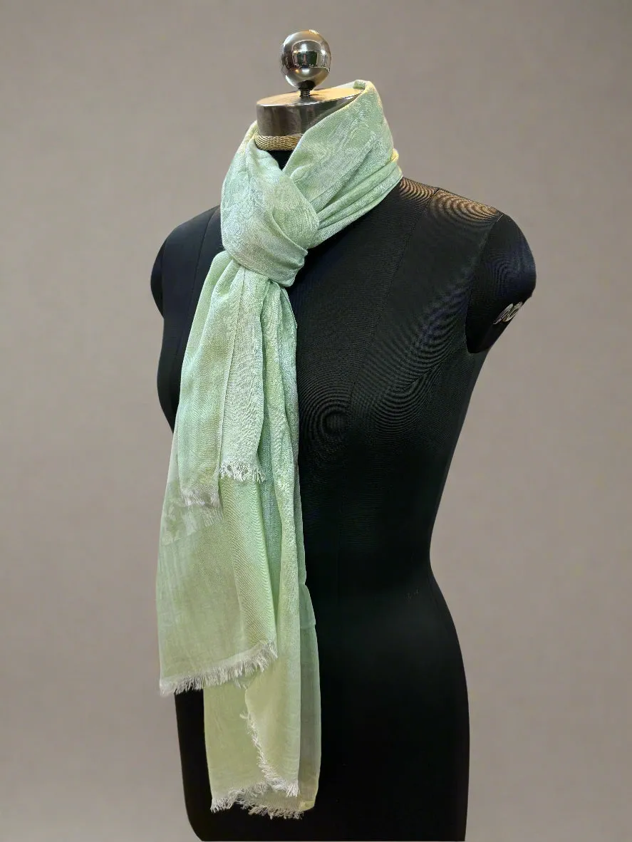 Pista Green Self-Weave Luxurious Pure Pashmina Scarf – Lightweight, Soft, and Smooth