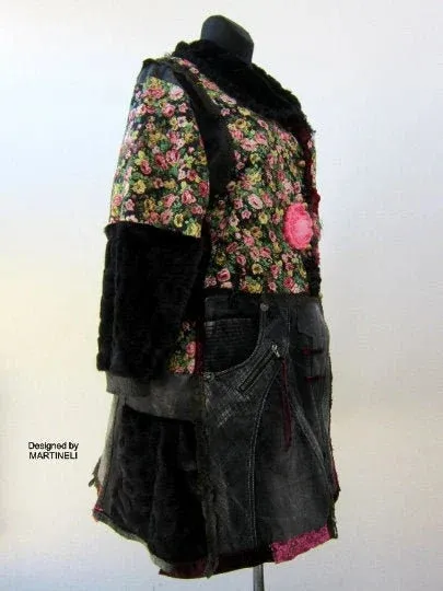 Plus Size Long Denim Jacket,2XL Oversized Gypsy Floral Coat