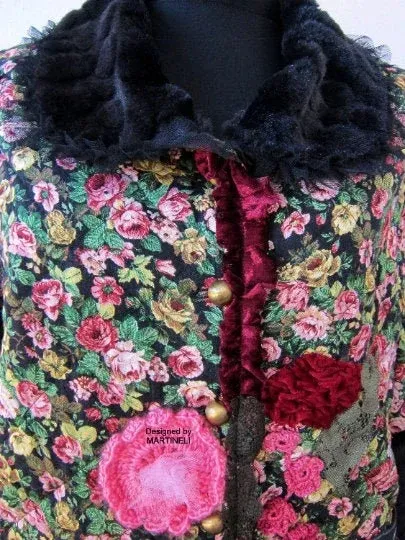 Plus Size Long Denim Jacket,2XL Oversized Gypsy Floral Coat