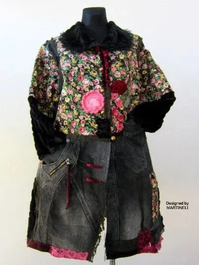 Plus Size Long Denim Jacket,2XL Oversized Gypsy Floral Coat