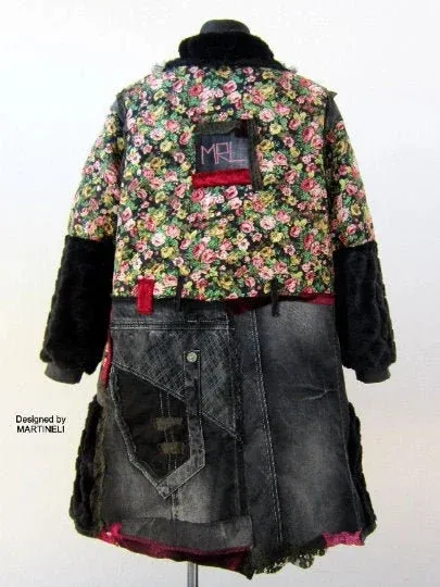 Plus Size Long Denim Jacket,2XL Oversized Gypsy Floral Coat