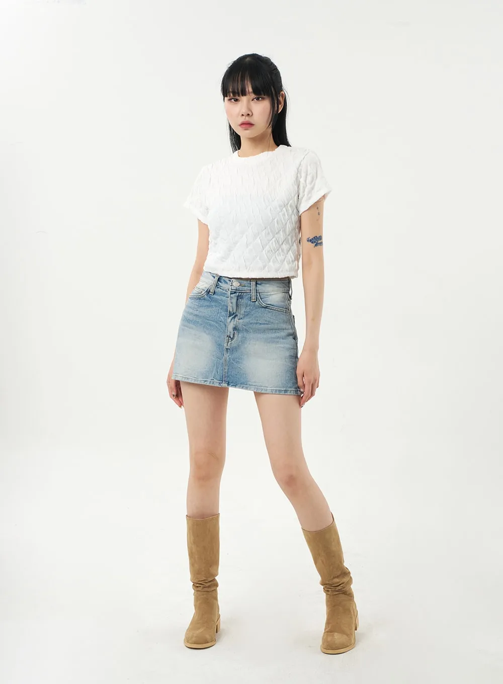 Quilted Cropped Tee  CA328