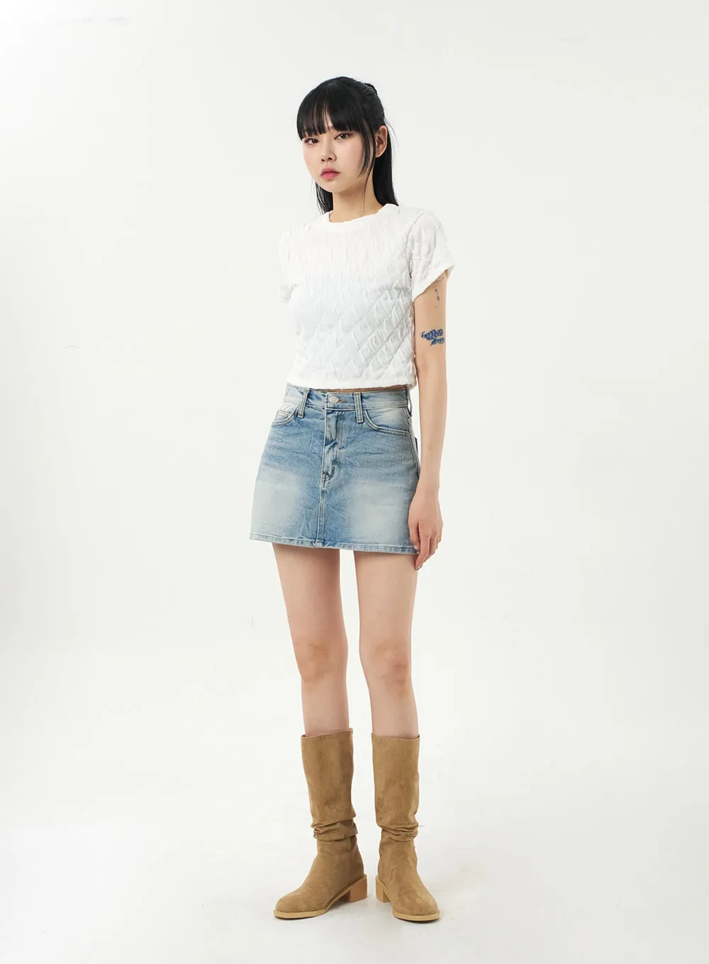 Quilted Cropped Tee  CA328