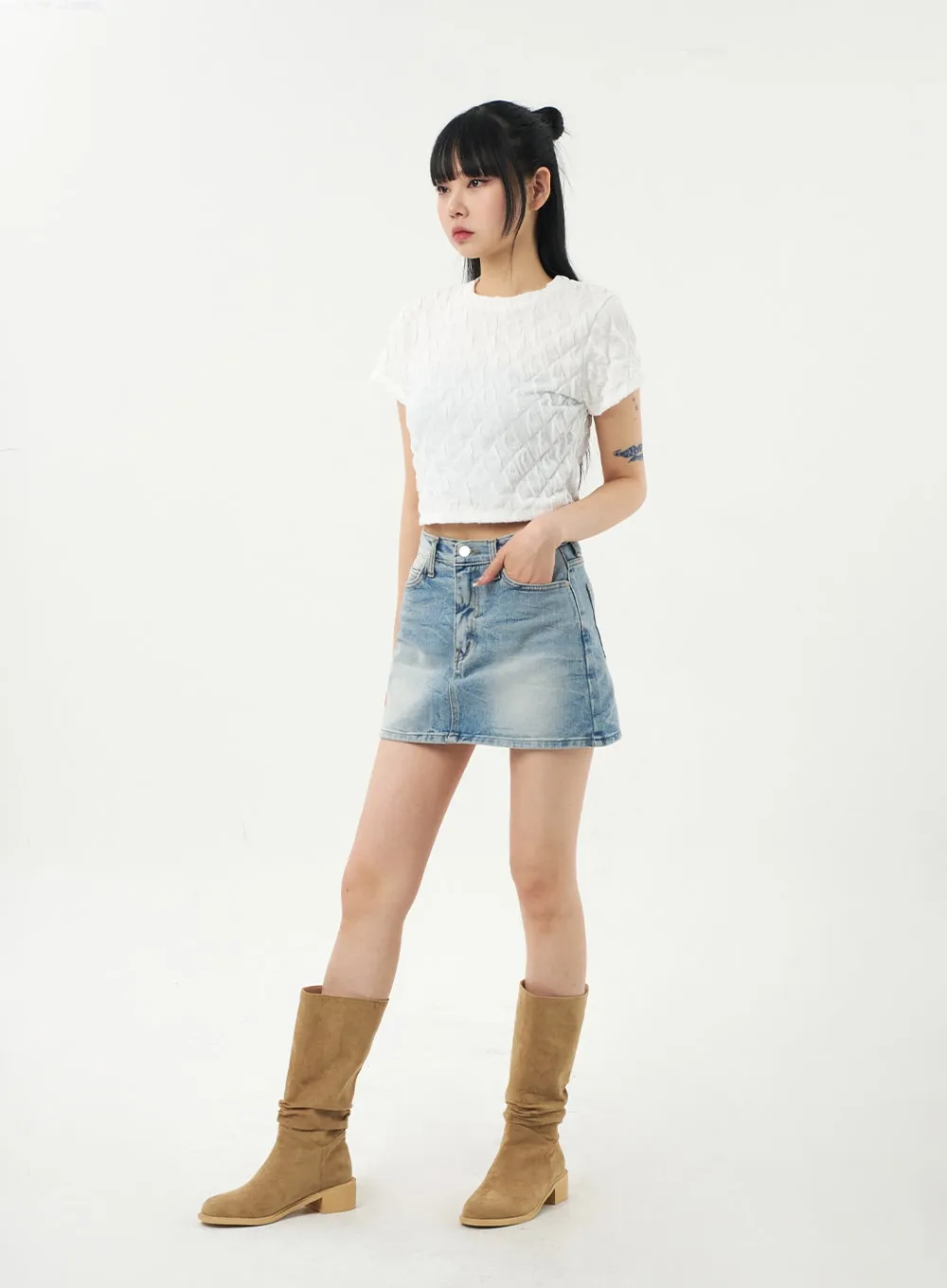 Quilted Cropped Tee  CA328