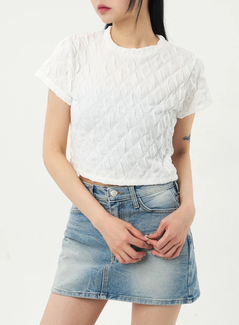 Quilted Cropped Tee  CA328