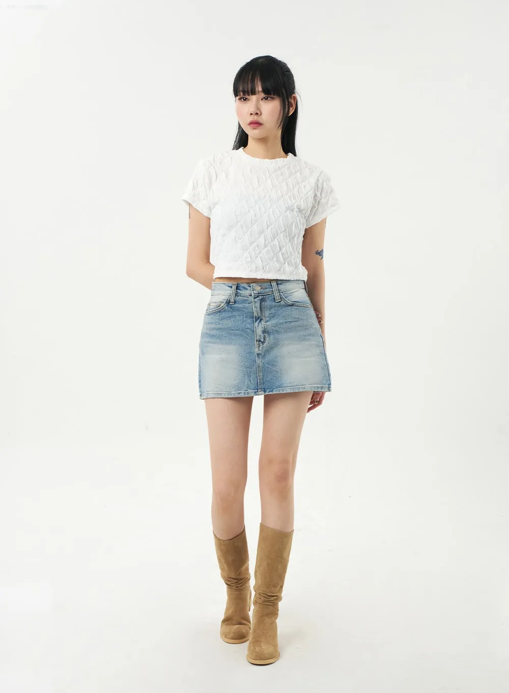 Quilted Cropped Tee CA328