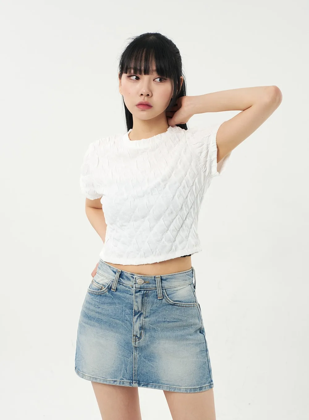 Quilted Cropped Tee  CA328