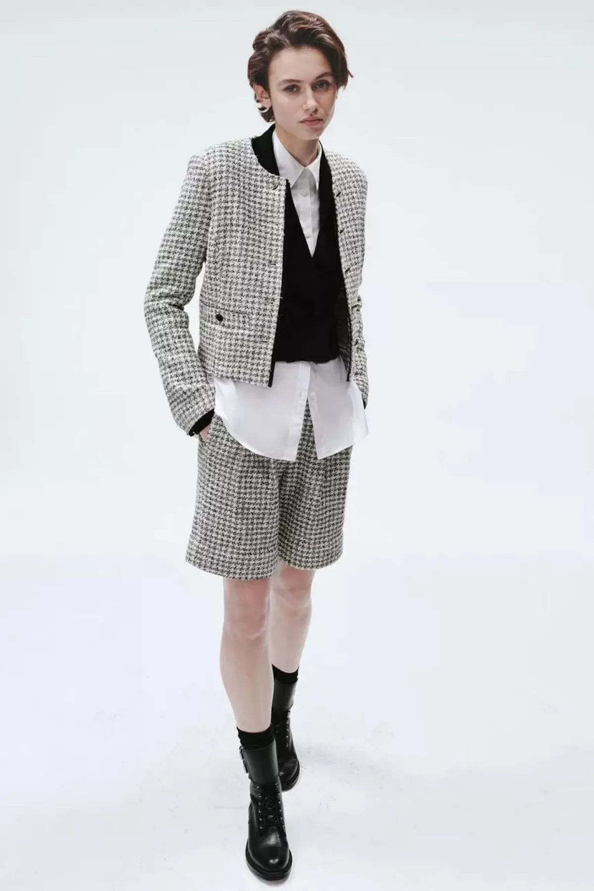 Rag & Bone Carmen Tweed Jacket - Black/ White