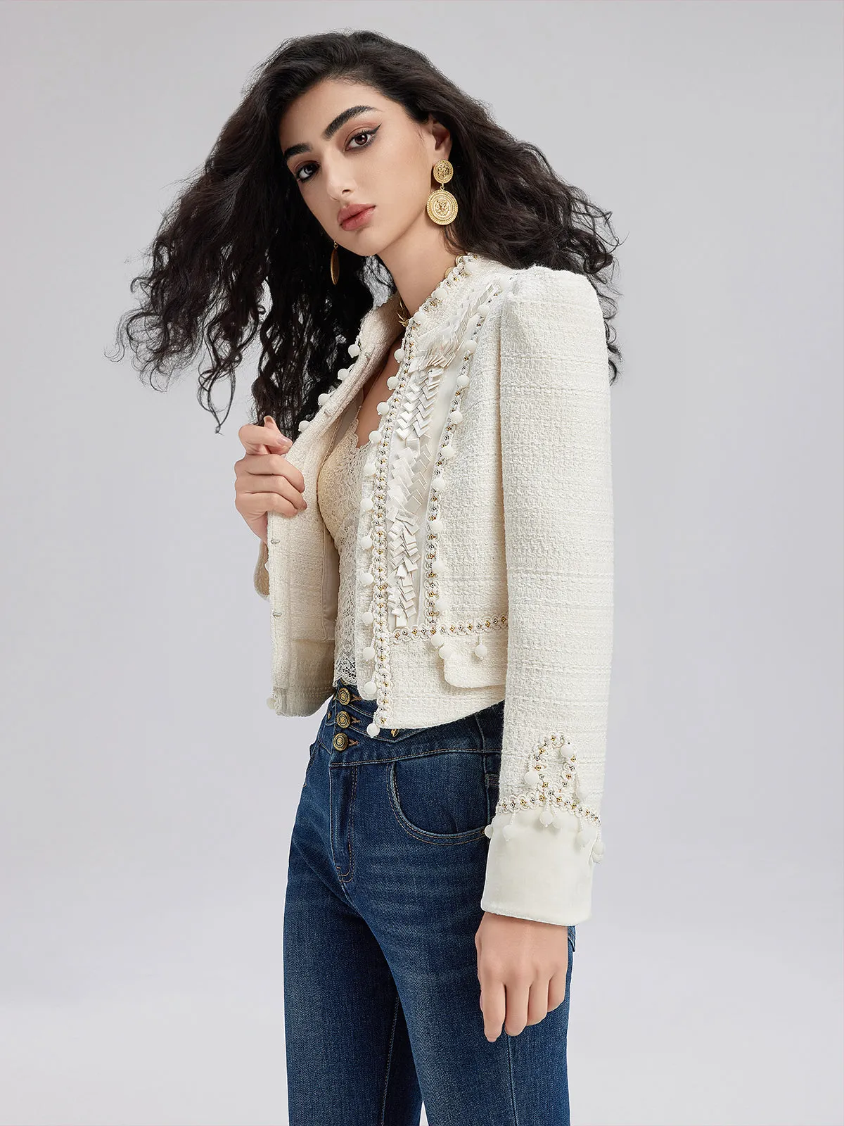 Regal Tweed Embellished Jacket