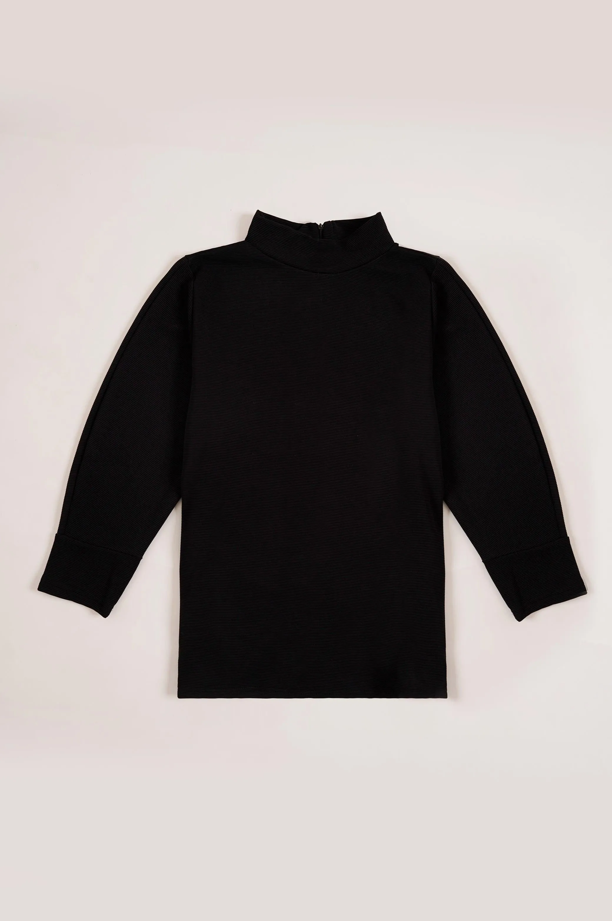 RIBBED HIGH NECK PULLOVER