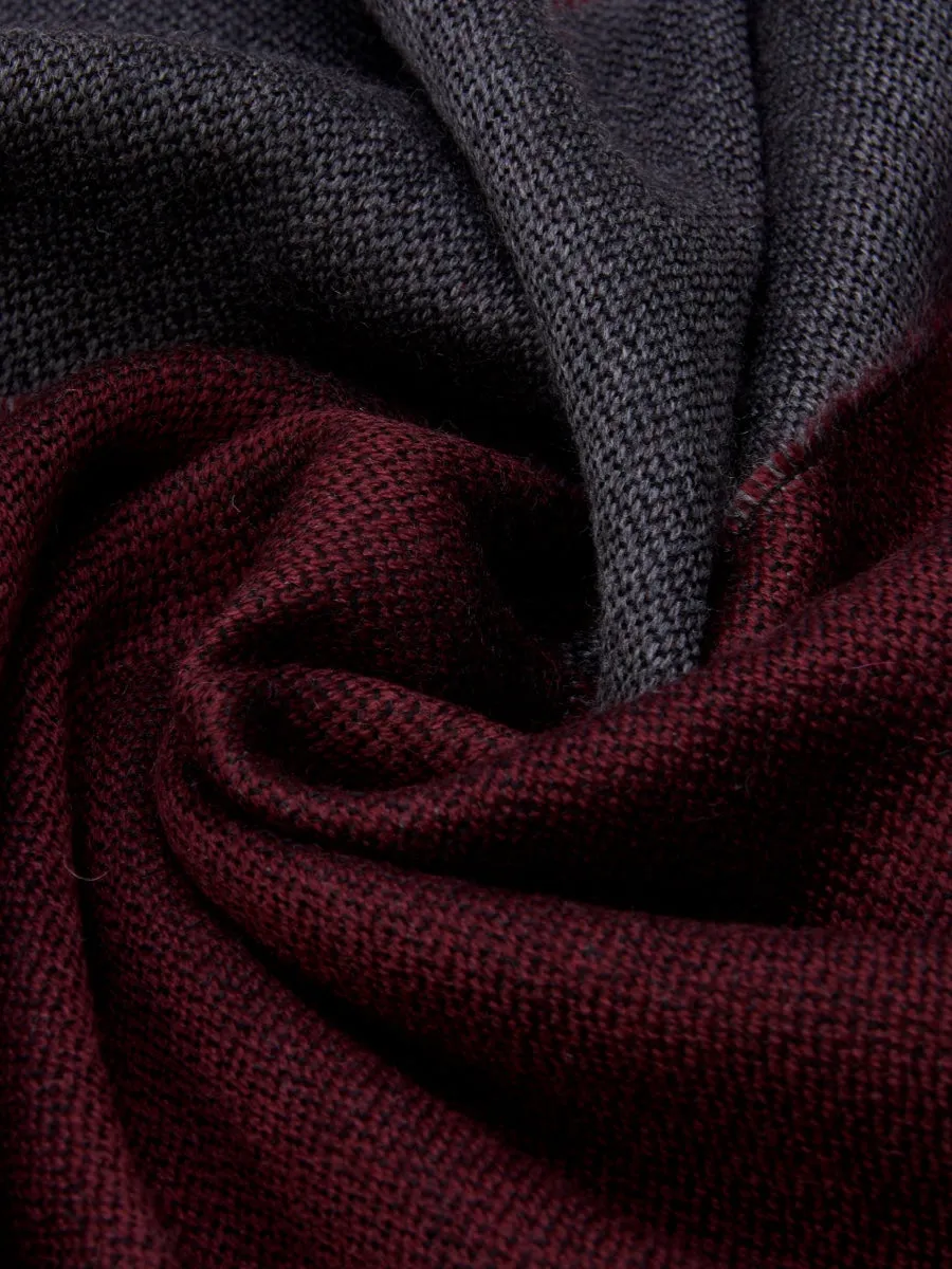 Romeo (red/grey) - warm and soft scarf from 100% wool