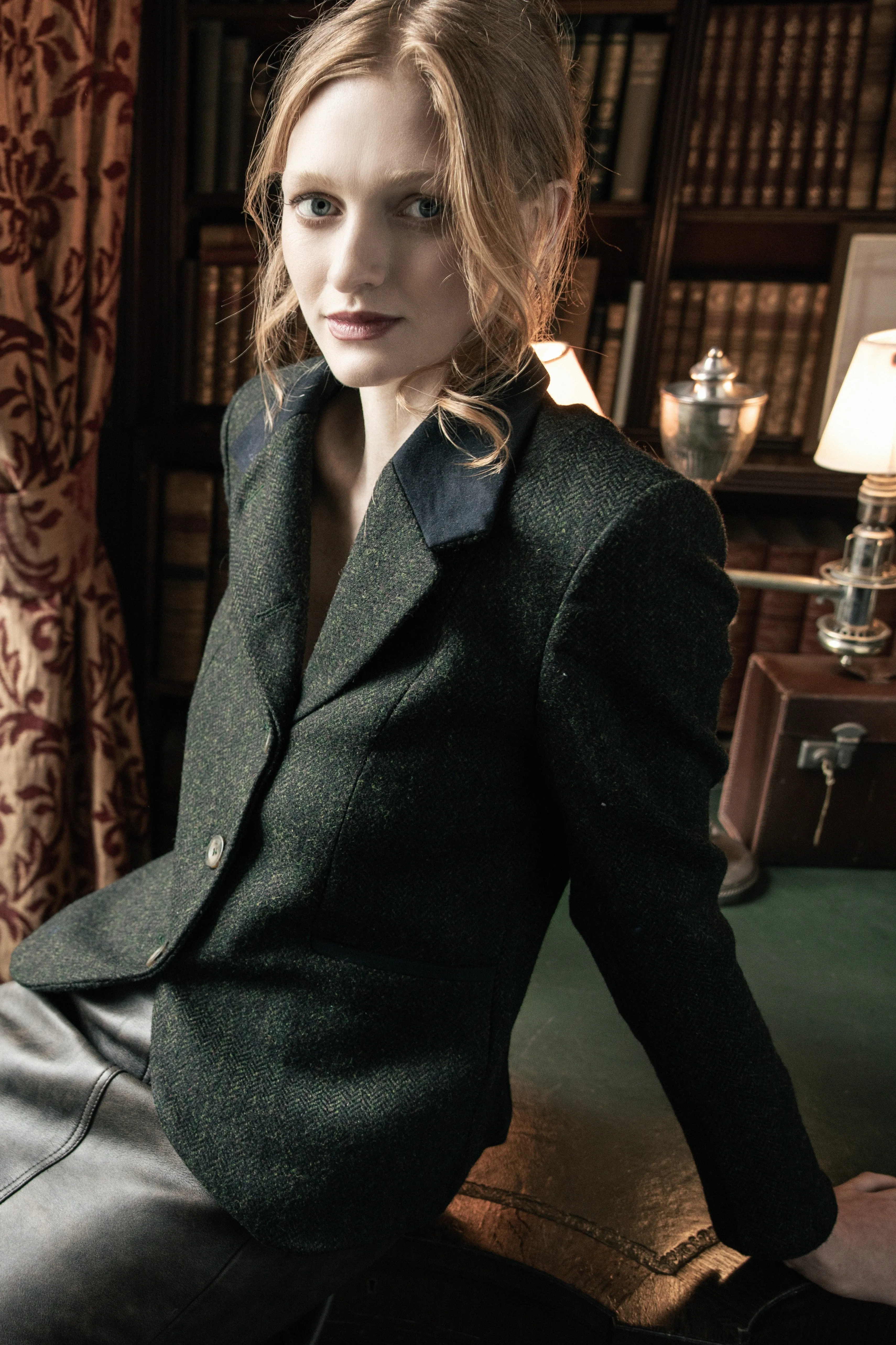 Sasha Tweed Jacket - Green Herringbone