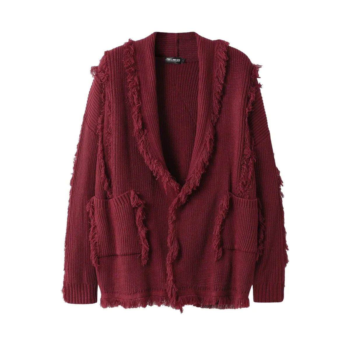 Slouchy fit heavy gauge cardigan with tassel