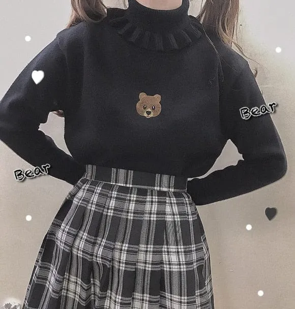 'Soft Girl' Teddy High Neck Pullover One Size