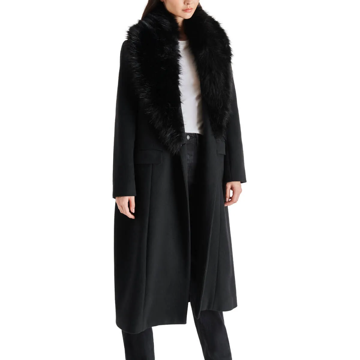 Steve Madden Faux Fur Collar Prince Coat