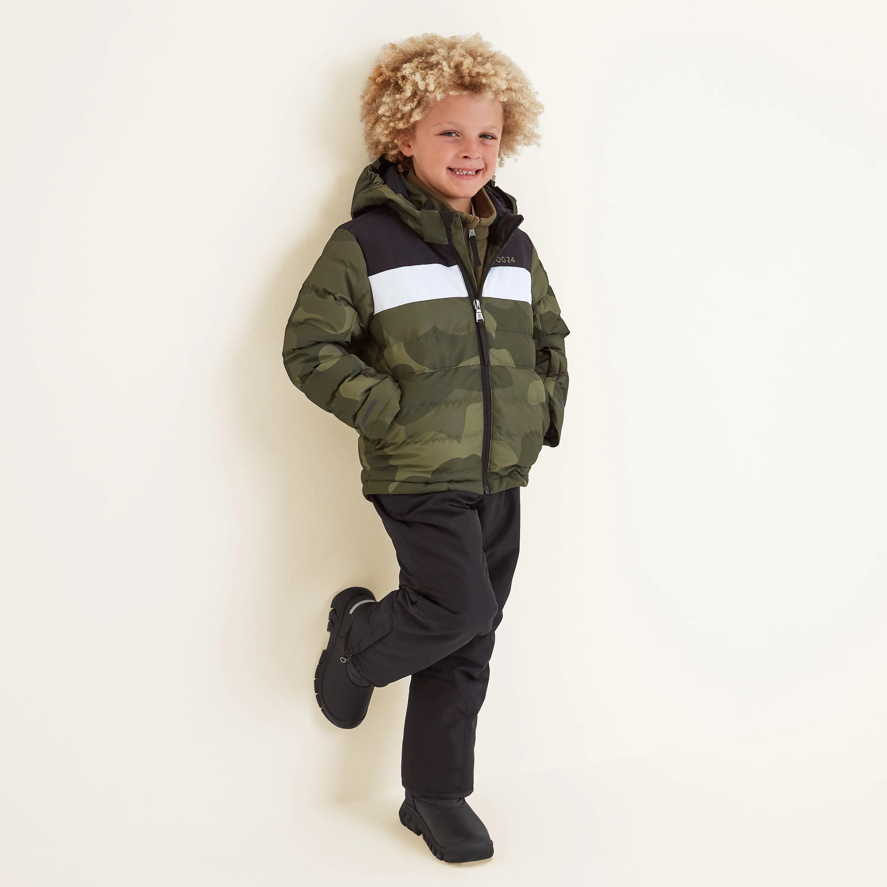 Swift Kids Ski Jacket - Khaki Pixel Camo/Black