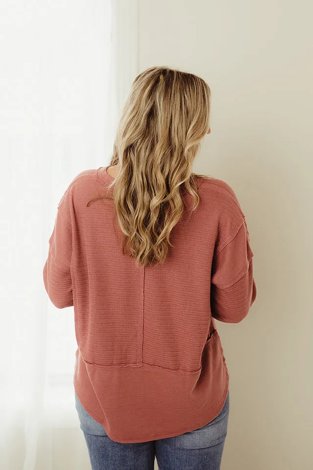 Textured Exposed Seam Pullover