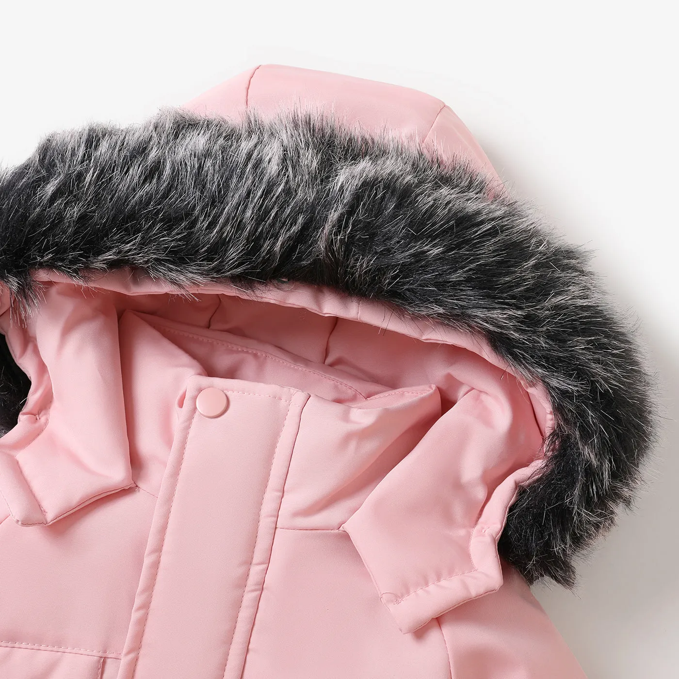 Toddler Boy/Girl Trendy Faux Fur Hooded Zipper Parka Coat