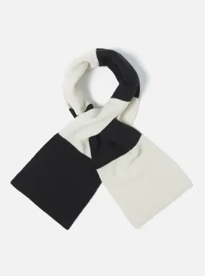 Universal Works Deluxe Football Scarf in Ecru/Black Soft Wool