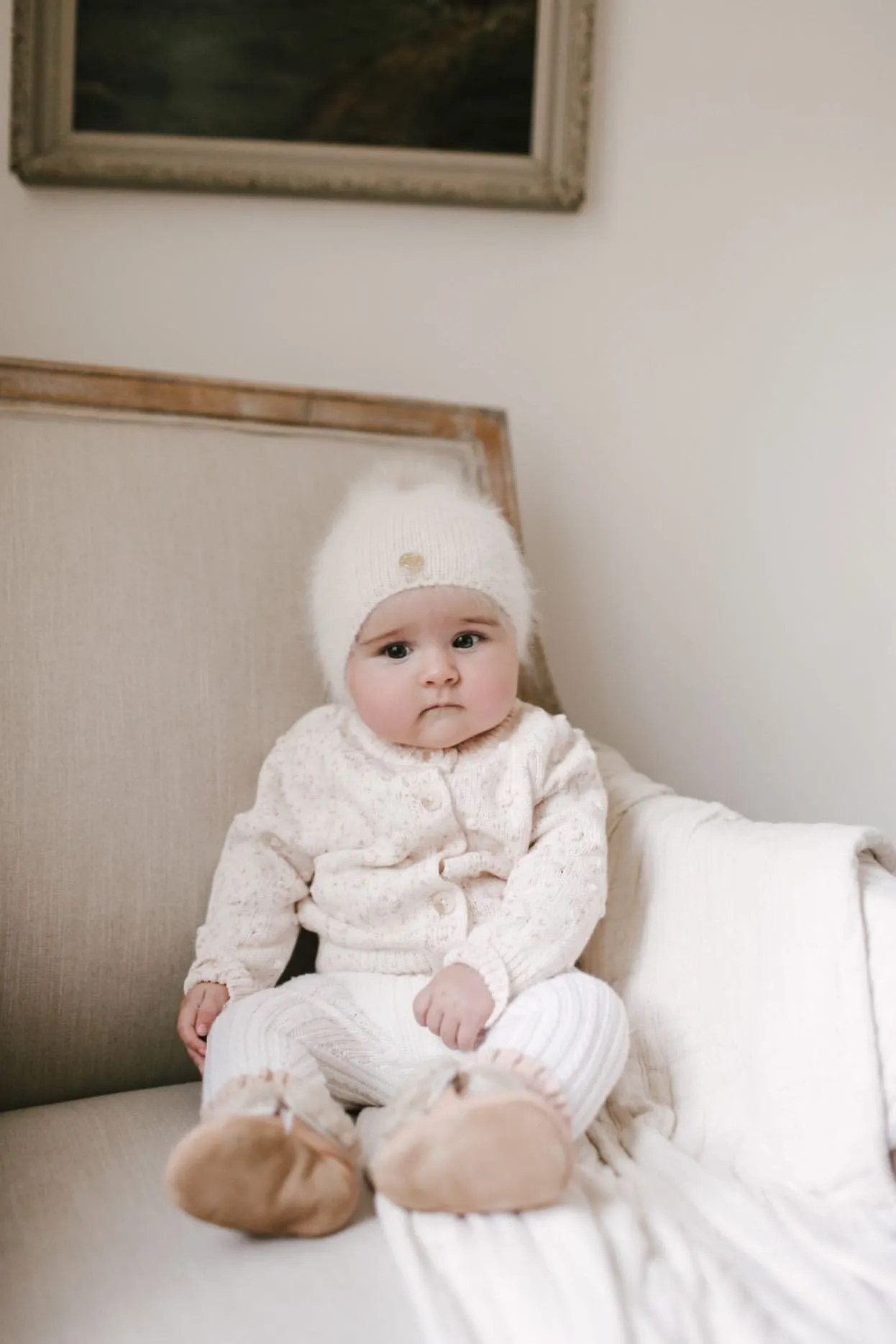 Vanya Beige Cashmere Kids' Beanie Hat