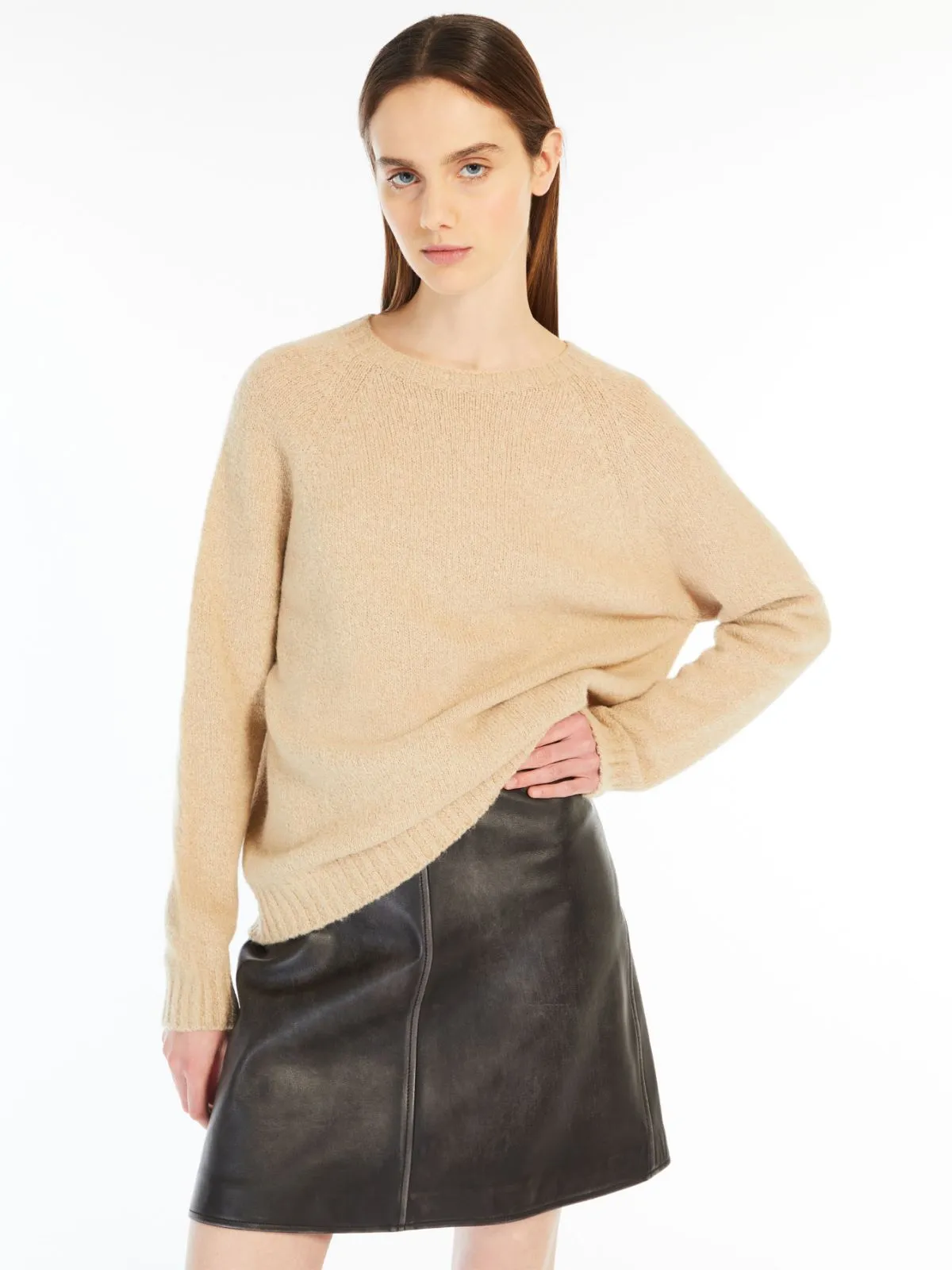 WEEKEND MAX MARA ALPACA & COTTON SWEATER IN SAND