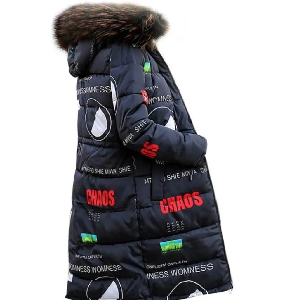 Womens Faux Fur Hooded Reversible Wear Puffer Coat in Classic Black