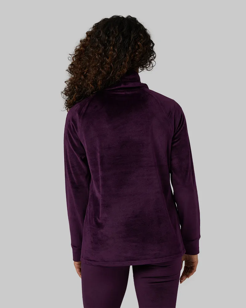 WOMEN'S SOFT VELOUR FUNNEL NECK TOP