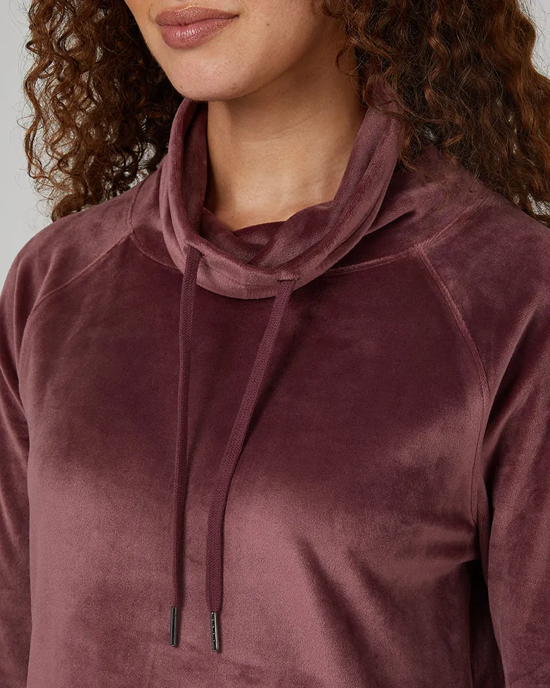 WOMEN'S SOFT VELOUR FUNNEL NECK TOP