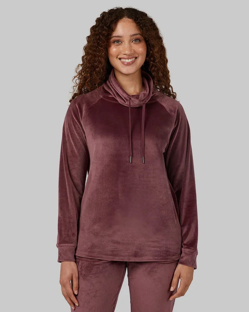 WOMEN'S SOFT VELOUR FUNNEL NECK TOP