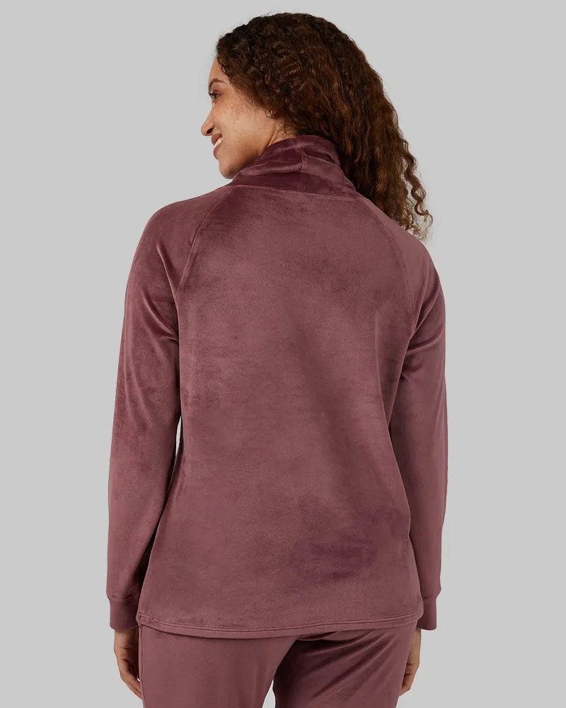 WOMEN'S SOFT VELOUR FUNNEL NECK TOP