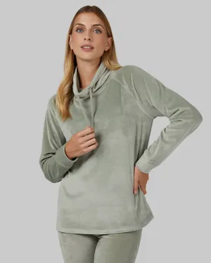 WOMEN'S SOFT VELOUR FUNNEL NECK TOP