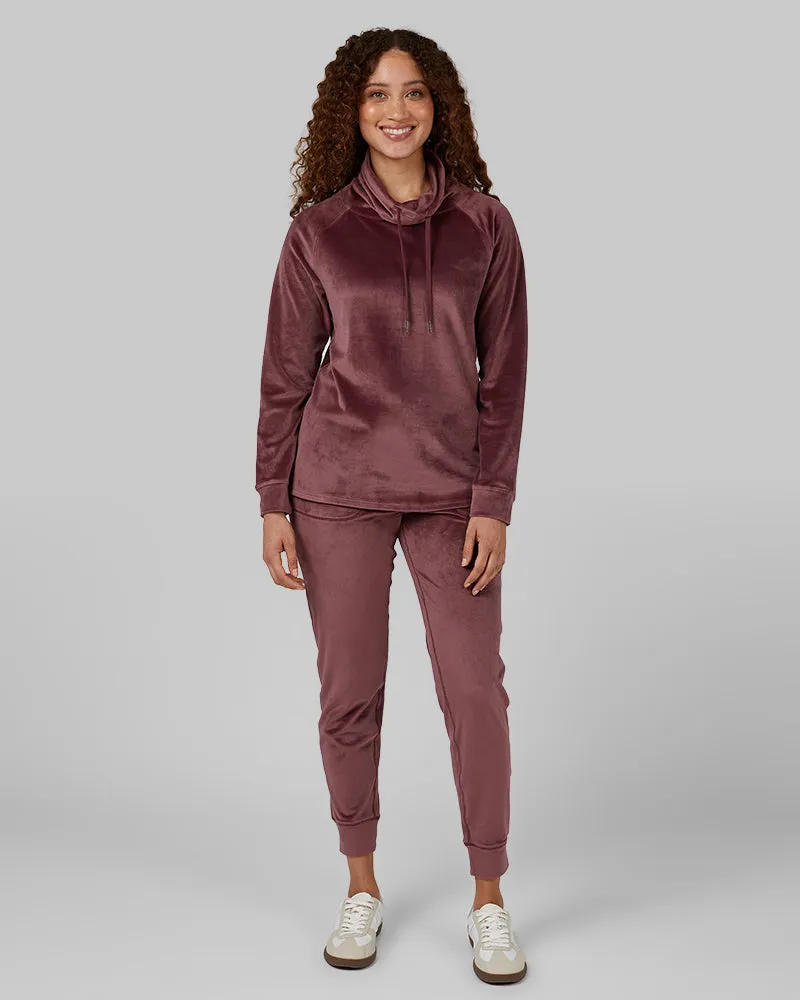 WOMEN'S SOFT VELOUR FUNNEL NECK TOP