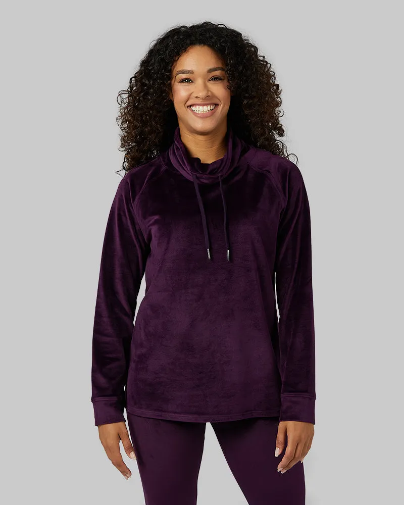 WOMEN'S SOFT VELOUR FUNNEL NECK TOP